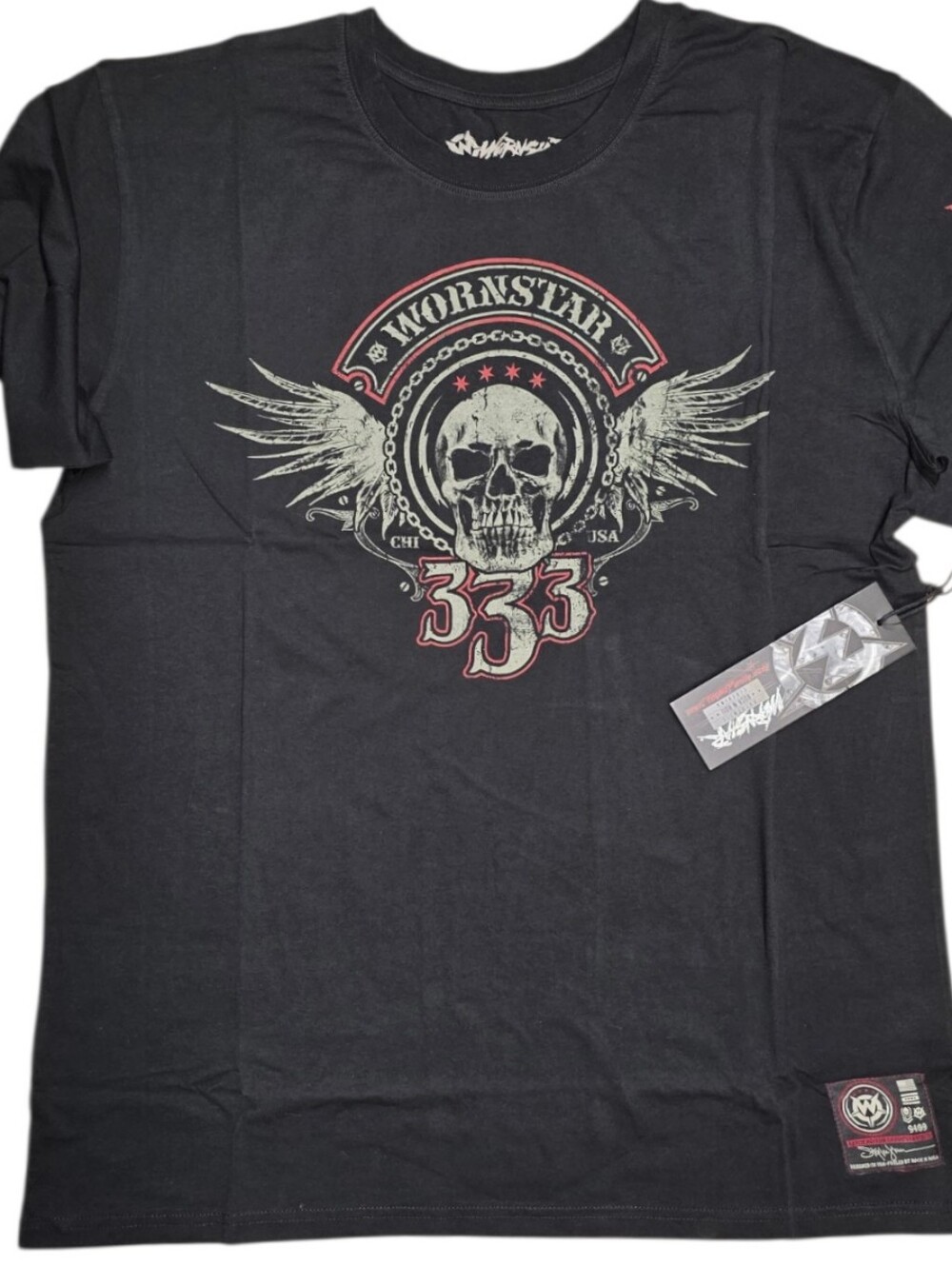 WORNSTAR Asylum Signature Series Skull& Wings T-Shirt Mens Large New